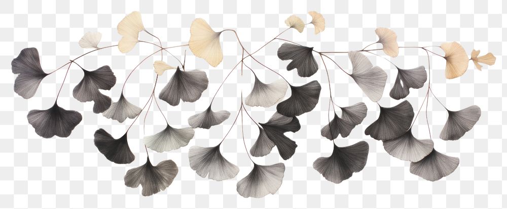 PNG Black ginkgo leaves hanging nature plant. AI generated Image by rawpixel.