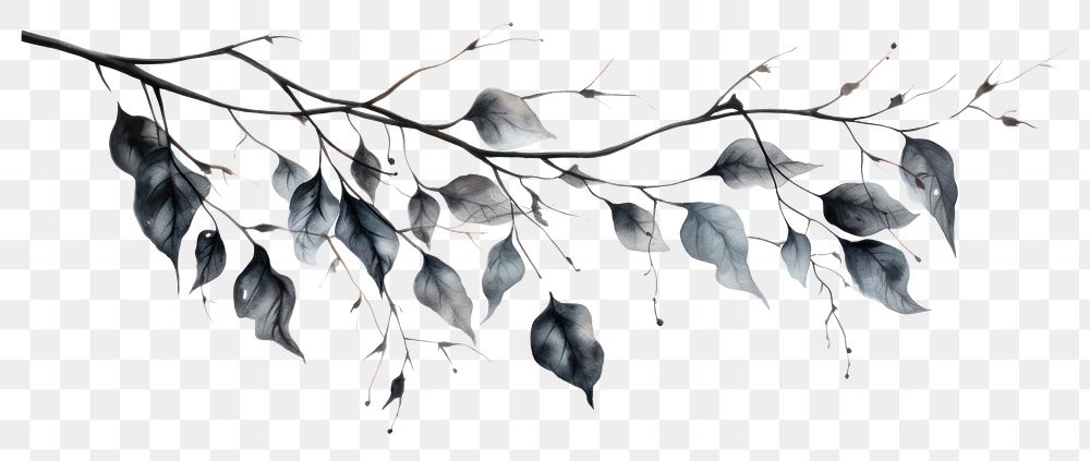 PNG Black leaves nature drawing sketch. AI generated Image by rawpixel.
