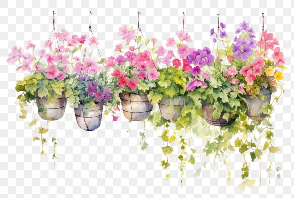 PNG Flower pots outdoors hanging nature