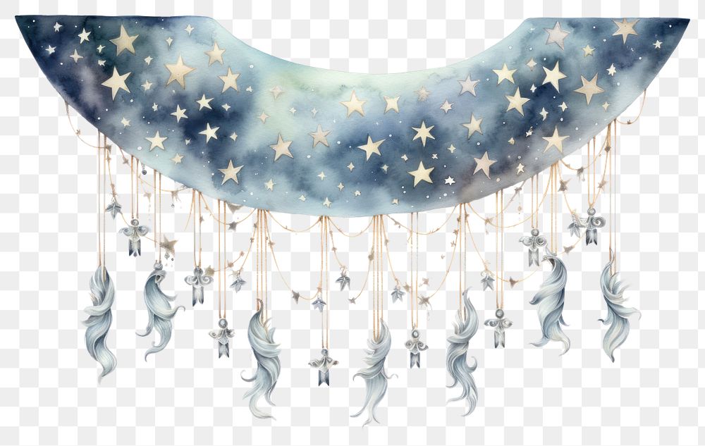 PNG Moon and stars chandelier hanging space. 