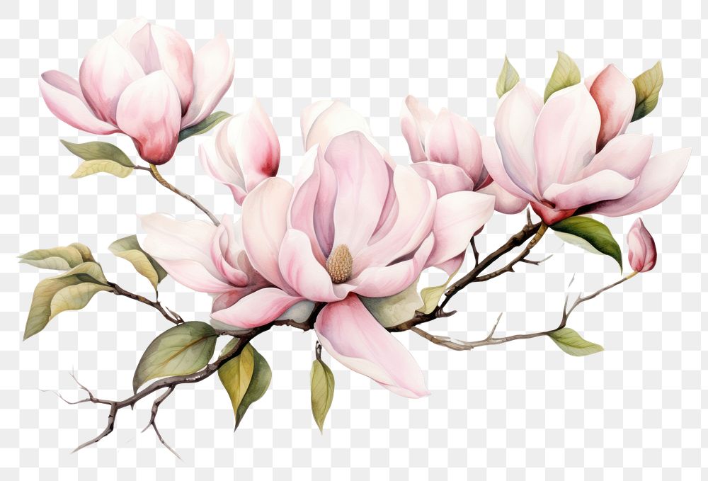 PNG Magnolia flowers painting blossom nature