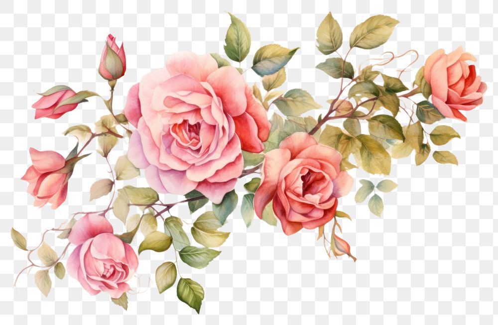 PNG Roses painting pattern flower. AI generated Image by rawpixel.