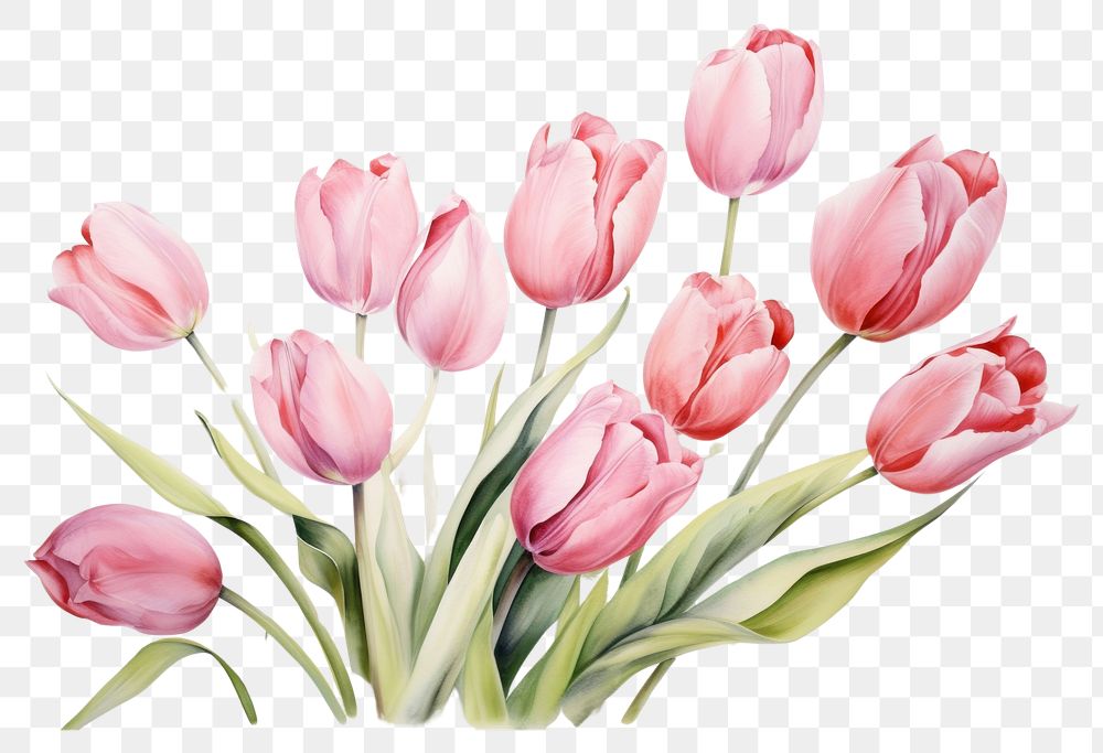 PNG Tulip flowers painting blossom nature. AI generated Image by rawpixel.