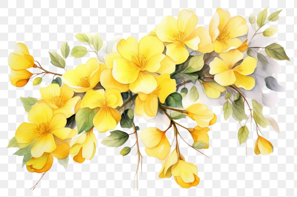 PNG Yellow flowers painting nature plant