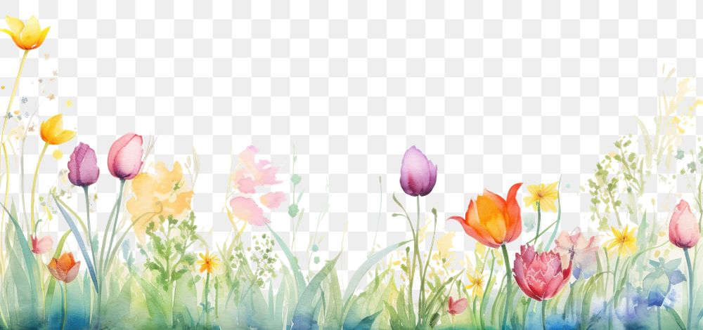 PNG Spring flowers nature outdoors painting. AI generated Image by rawpixel.