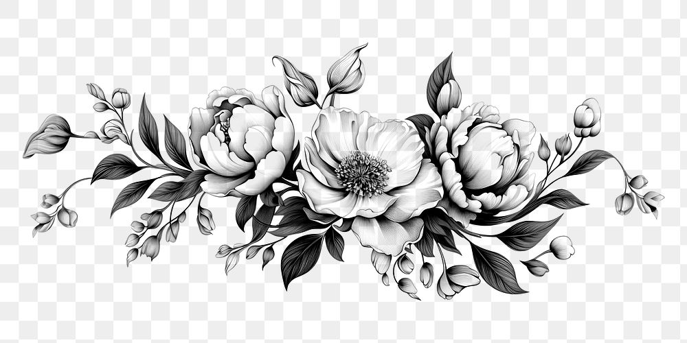 PNG  Peony pattern drawing sketch
