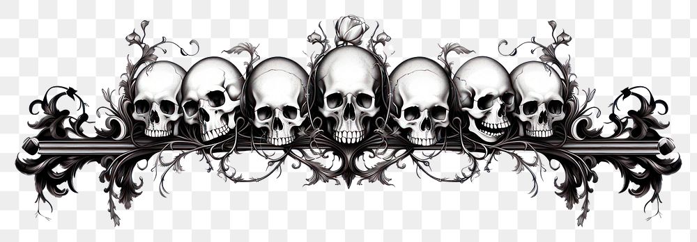 PNG  Skulls pattern monochrome graphics. AI generated Image by rawpixel.