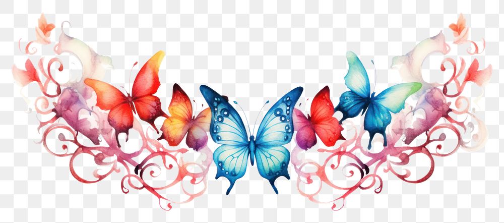 PNG Butterflies graphics pattern white background. AI generated Image by rawpixel.