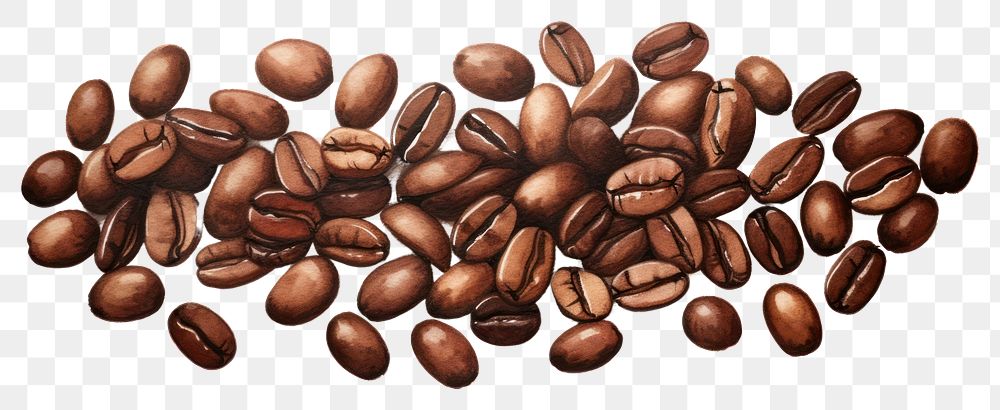 PNG Coffee beans white background freshness abundance. AI generated Image by rawpixel.