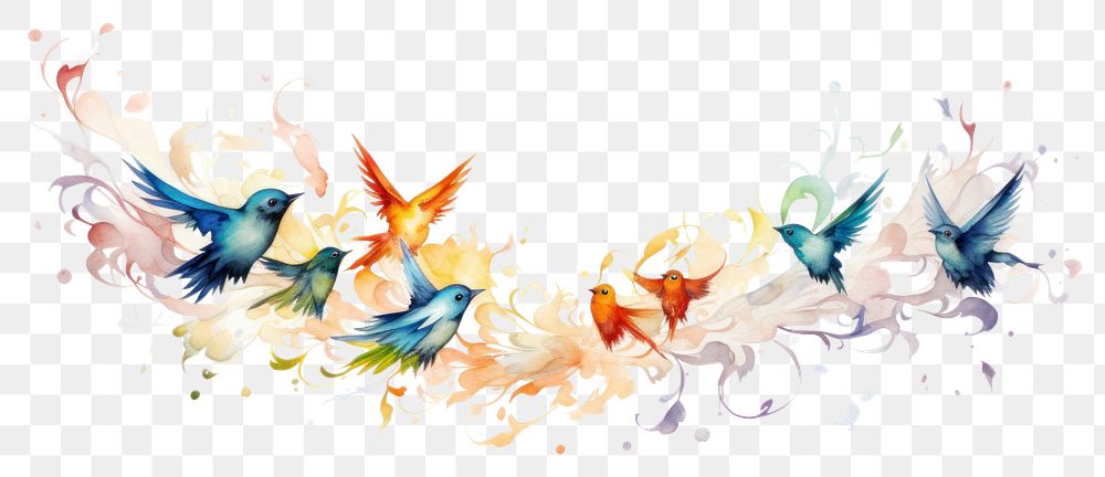 Birds flying painting graphics art. AI generated Image by rawpixel.
