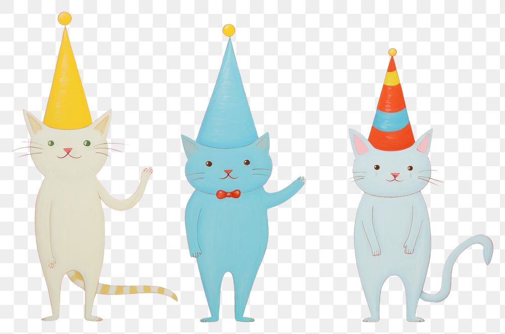 PNG Cats wearing party hat mammal anthropomorphic representation. AI generated Image by rawpixel.
