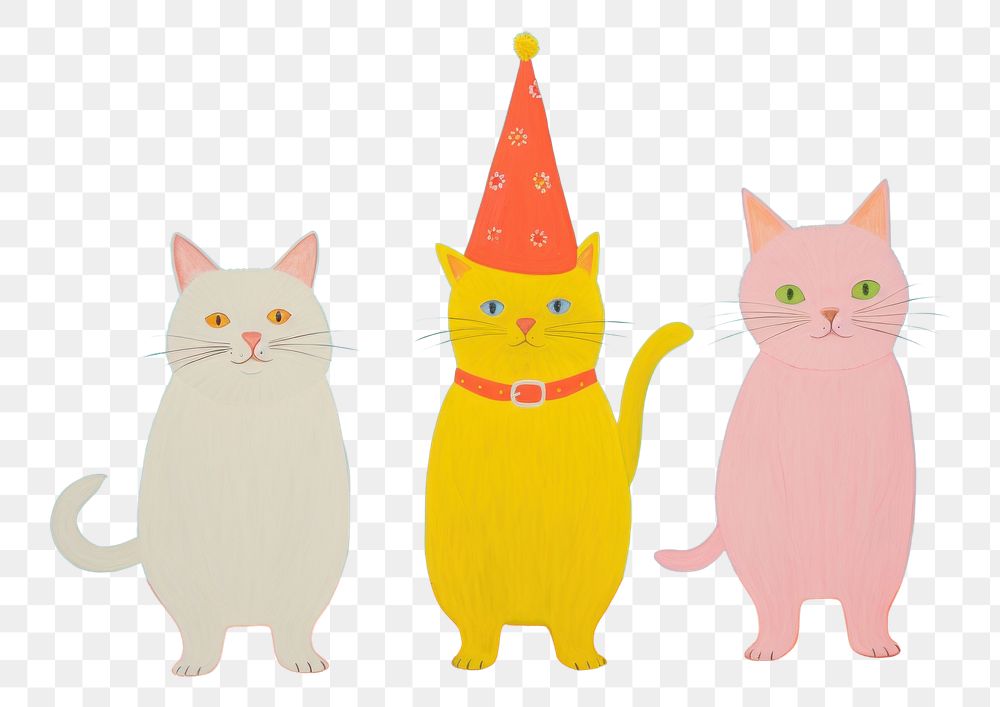 PNG Cats wearing party hat mammal animal pet. AI generated Image by rawpixel.
