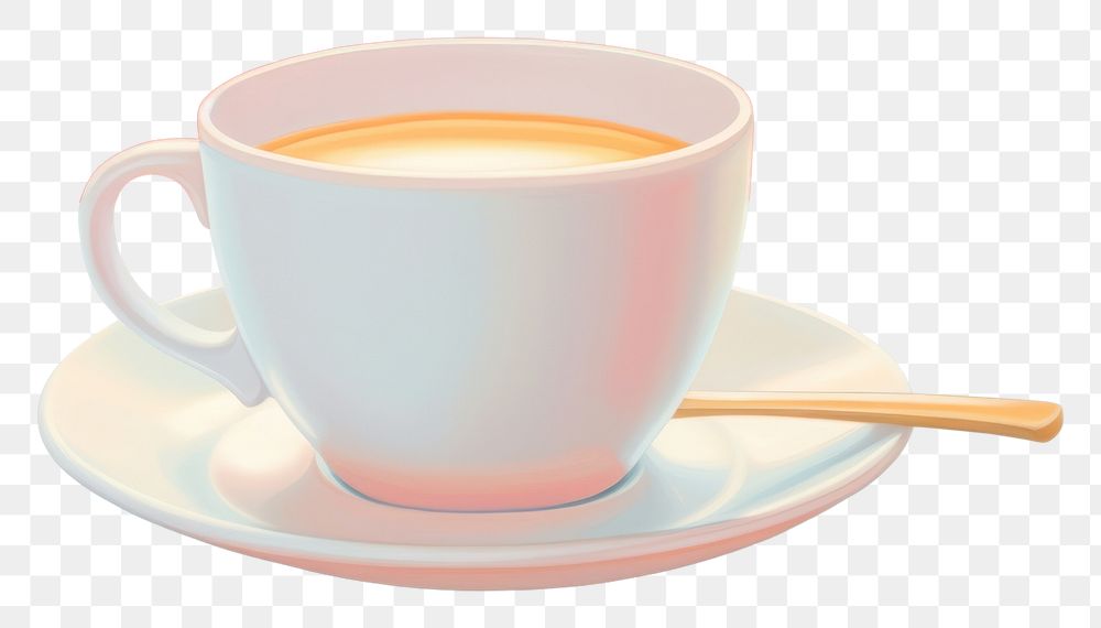 PNG Coffee cup on modern counter painting saucer spoon. AI generated Image by rawpixel.