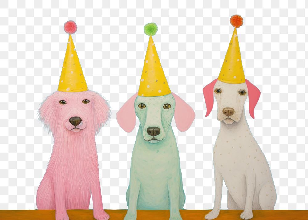 PNG Dogs wearing party hat painting mammal animal. AI generated Image by rawpixel.