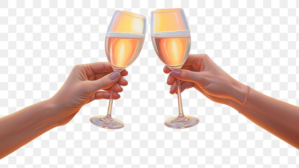 PNG Hands holding champagne outdoors sunset nature. AI generated Image by rawpixel.