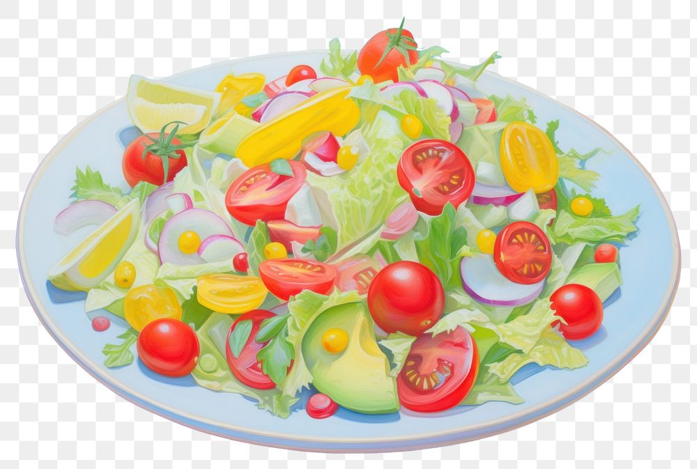 PNG Healty salad painting lunch food. AI generated Image by rawpixel.