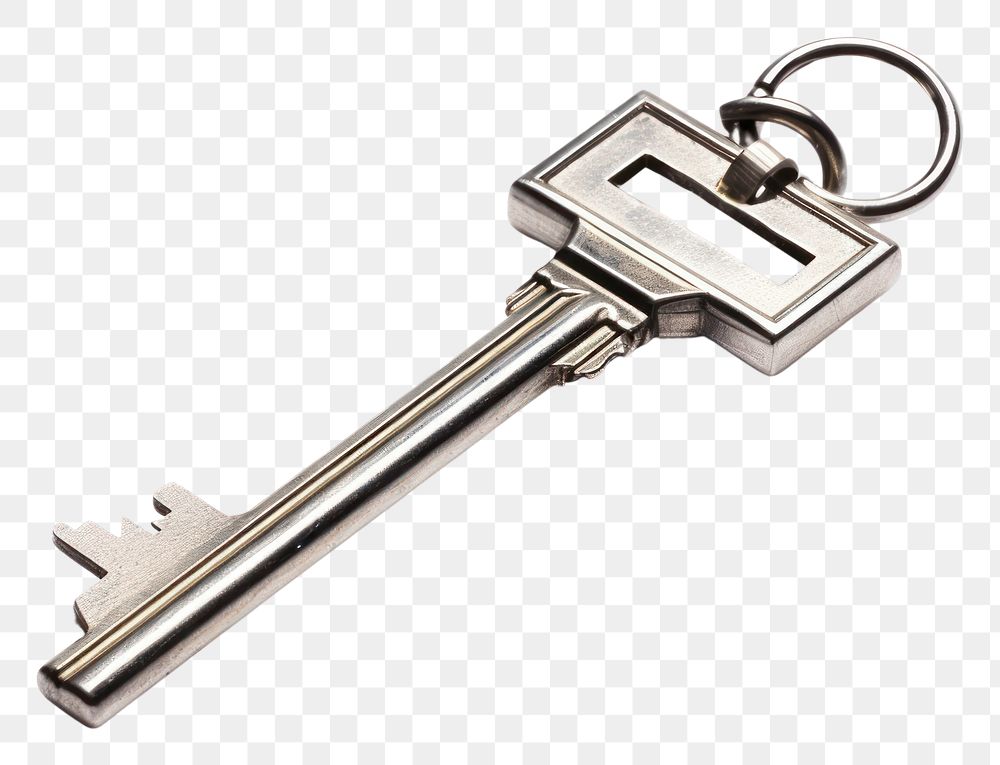 PNG Silver key ring white background protection keychain. AI generated Image by rawpixel.
