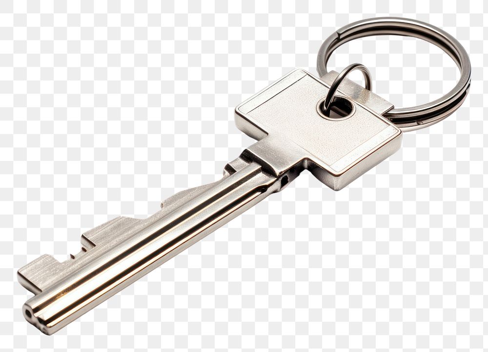 PNG Silver key ring white background security keychain. AI generated Image by rawpixel.