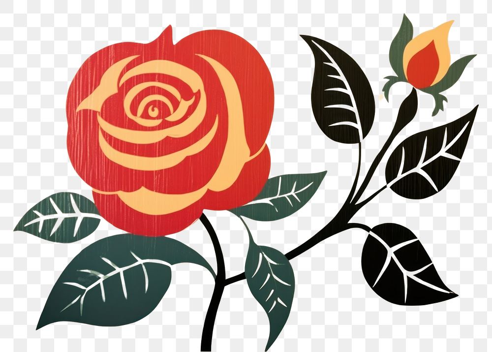 PNG Rose flower pattern plant leaf. AI generated Image by rawpixel.