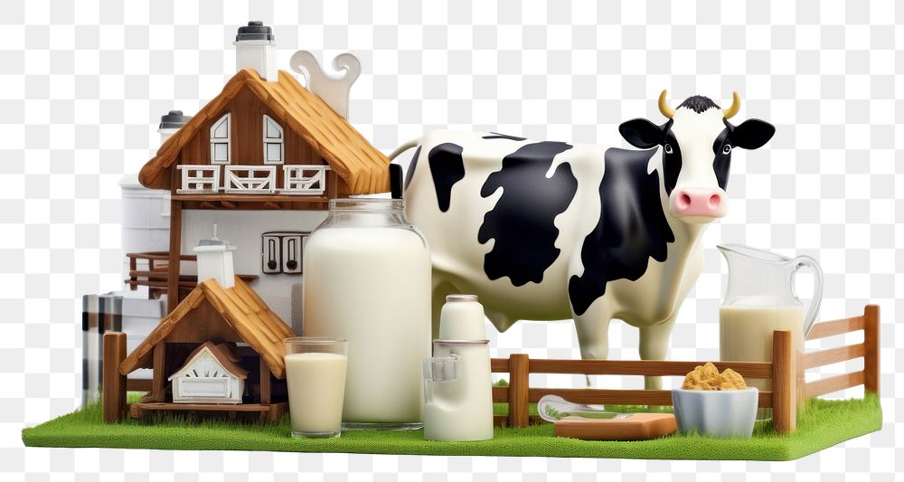 PNG Farm milk cow livestock. AI generated Image by rawpixel.