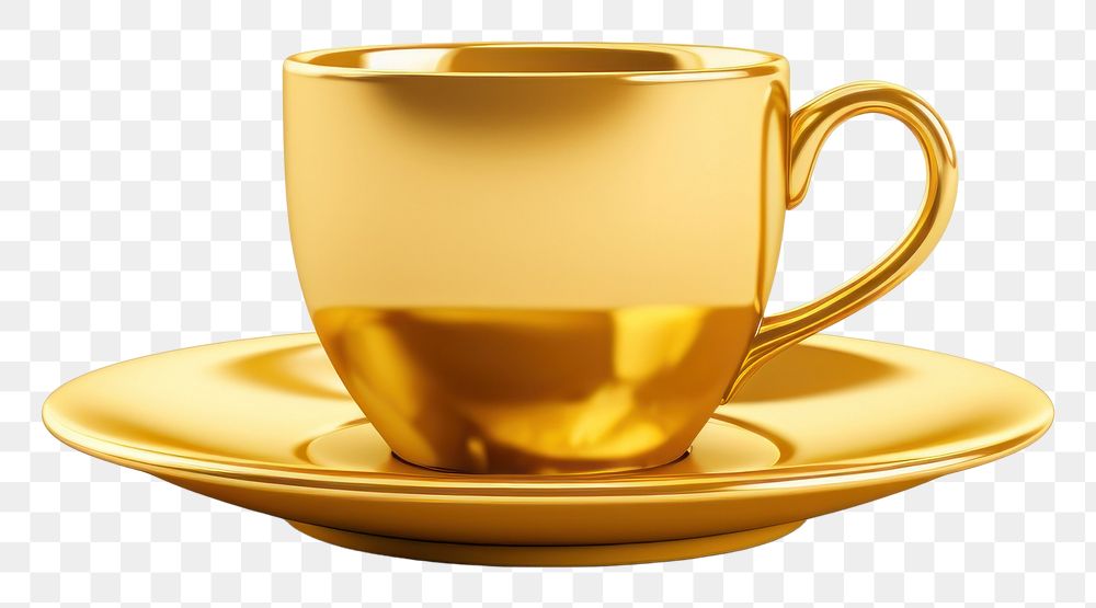 PNG  Coffee cup saucer drink gold. AI generated Image by rawpixel.