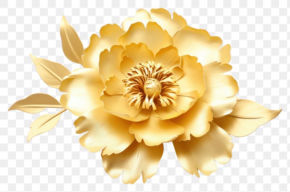 PNG  Peony gold flower brooch