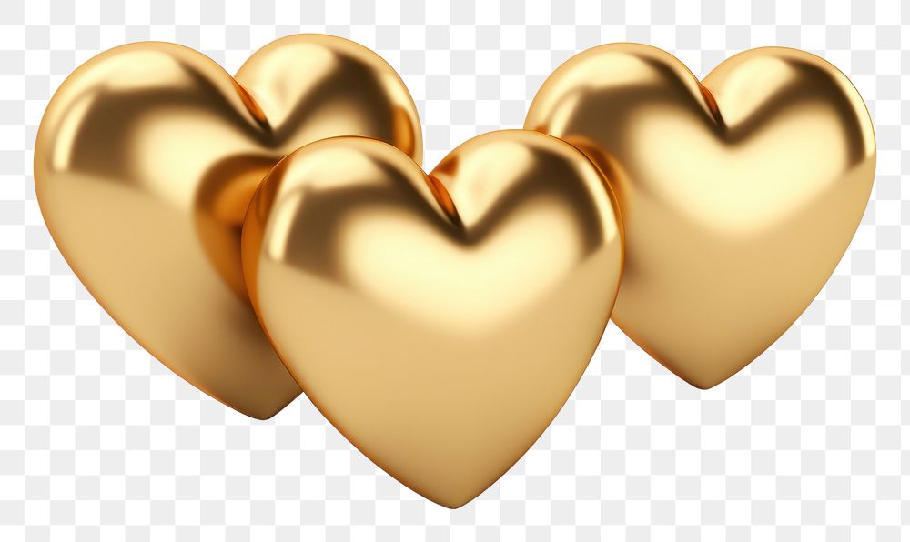 PNG  Three mini hearts gold white background celebration. AI generated Image by rawpixel.