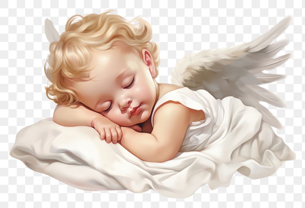 PNG Cherub baby angel sleeping comfortable relaxation