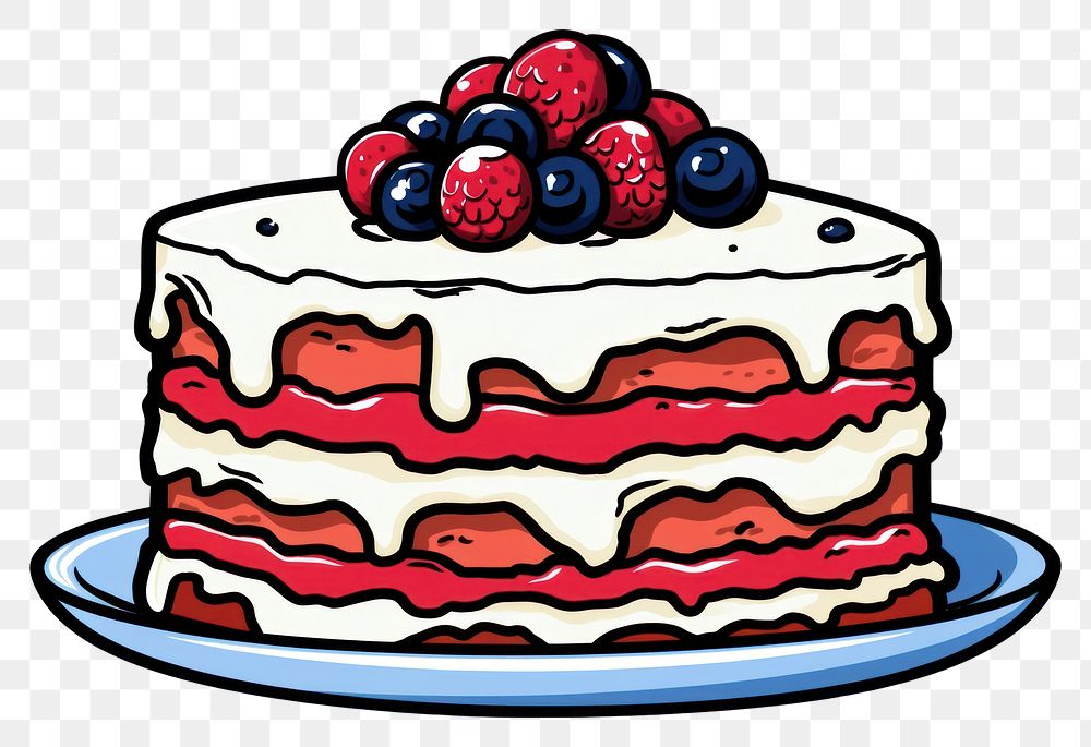PNG Isolated cake dessert cartoon berry. AI generated Image by rawpixel.