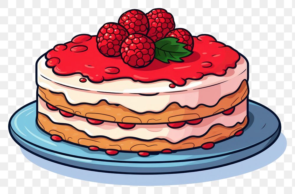 PNG Isolated cake raspberry dessert cartoon. AI generated Image by rawpixel.
