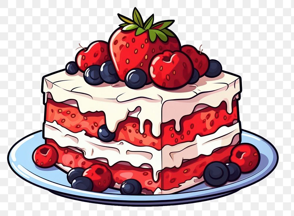 PNG Isolated cake strawberry blueberry dessert. AI generated Image by rawpixel.