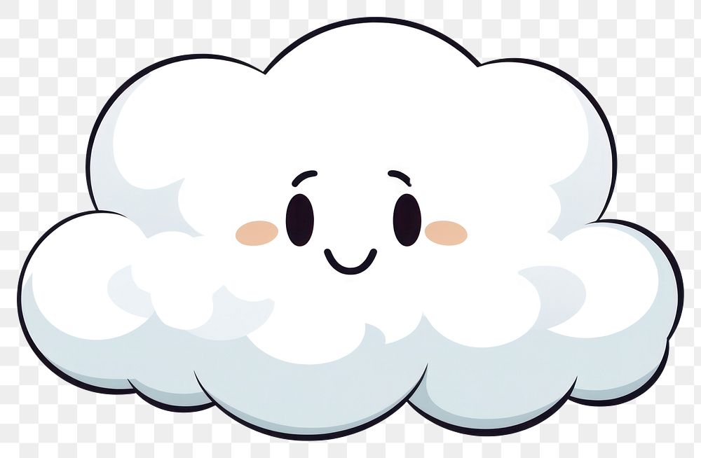 Cloudy Weather Vector, Sticker Clipart Cute Cartoon Cloud With