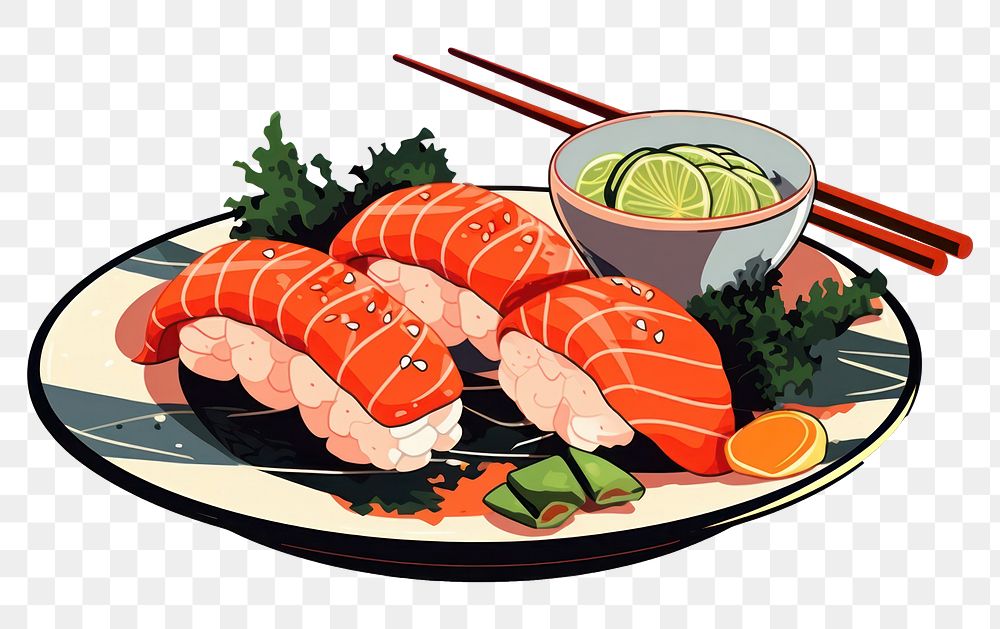 PNG Isolated sashimi seafood sushi meal. AI generated Image by rawpixel.