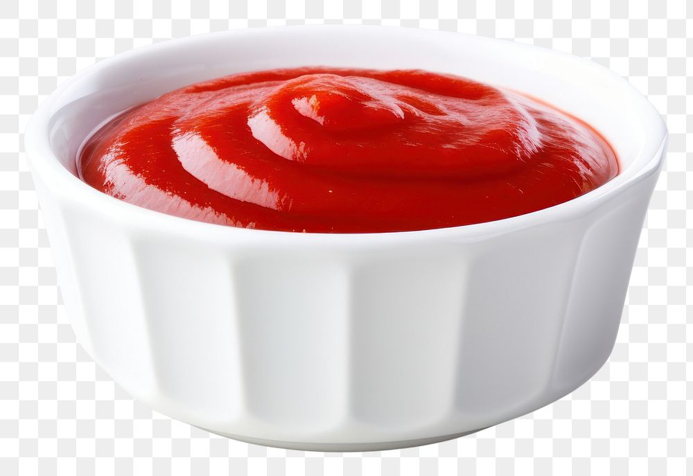 PNG Ketchup on a small white bowl food strawberry condiment. AI generated Image by rawpixel.