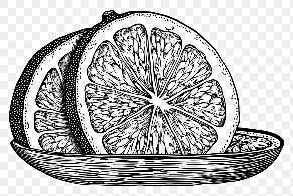 PNG Sliced lemon sketch grapefruit drawing. AI generated Image by rawpixel.