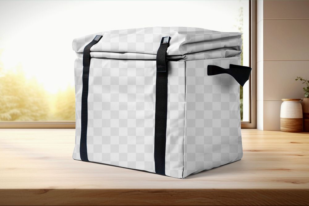 Food delivery bag png mockup, transparent design