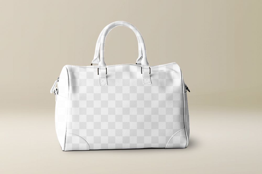 Traveling leather handbag png mockup, transparent design