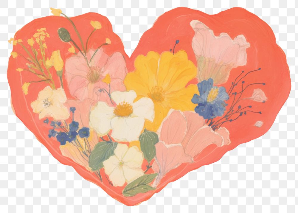 PNG Heart with a beautyful flower backgrounds painting petal. AI generated Image by rawpixel.