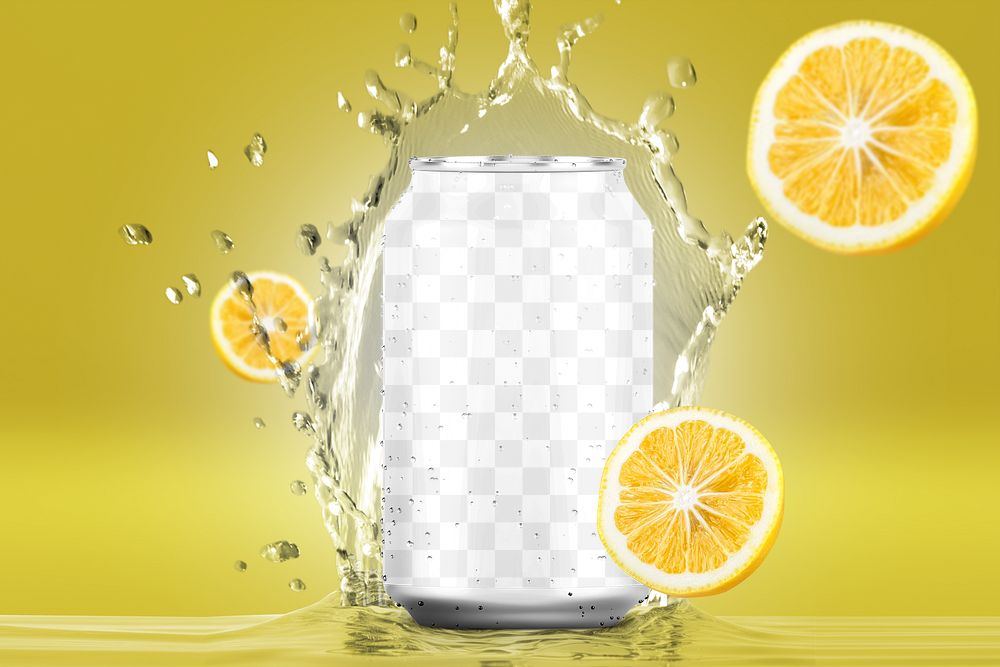 Soda can png product mockup, transparent design