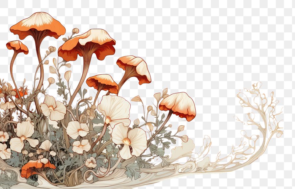 PNG Mushrooms fungus sketch plant. AI generated Image by rawpixel.
