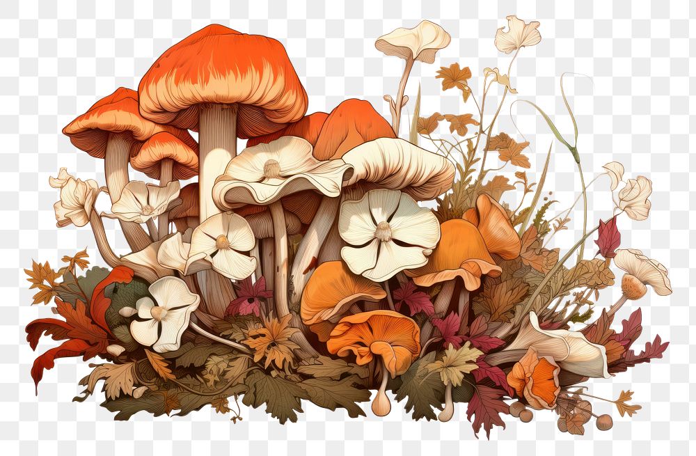 PNG Mushrooms drawing fungus sketch. AI generated Image by rawpixel.