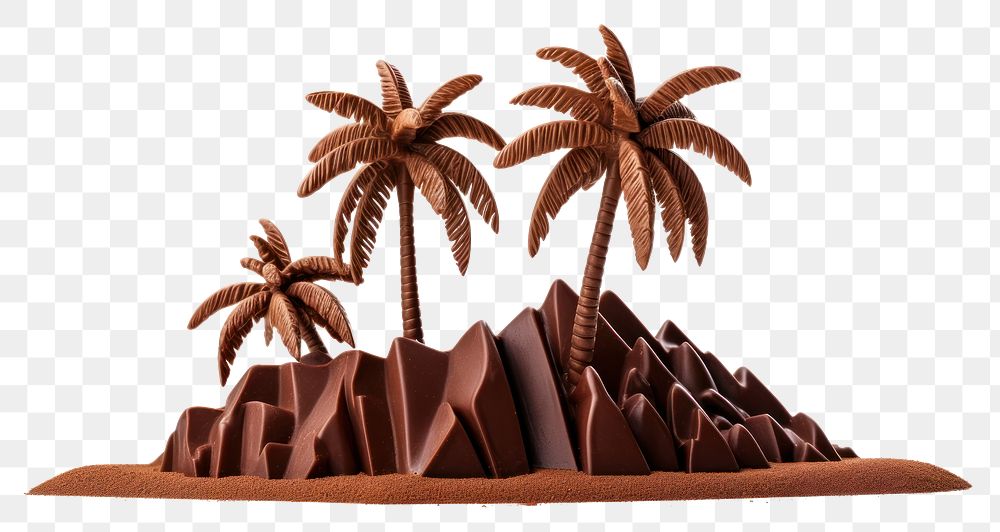 PNG Beach with palm tree chocolate nature plant. AI generated Image by rawpixel.