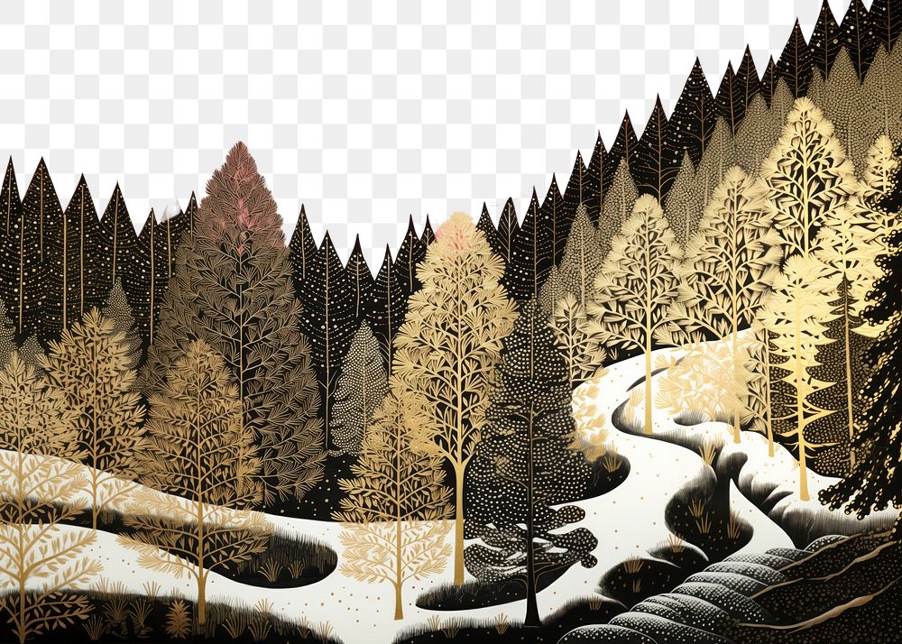 PNG Gold and silver and pink christmas trees nature outdoors painting. AI generated Image by rawpixel.