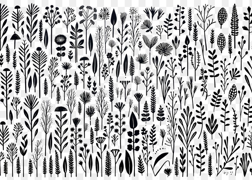 PNG Herbs drawing pattern nature. AI generated Image by rawpixel.