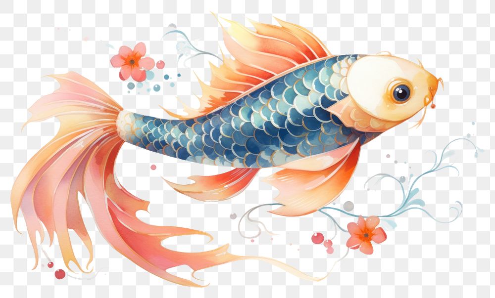 PNG Koi fish goldfish animal carp. AI generated Image by rawpixel.