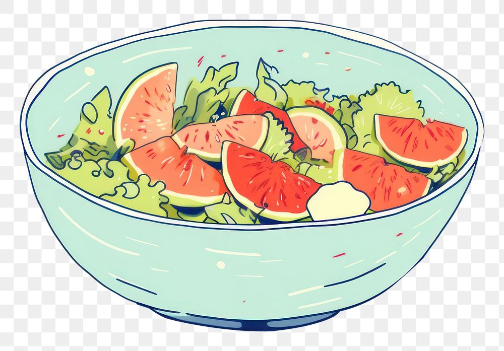 PNG Salad bowl fruit melon food. AI generated Image by rawpixel.