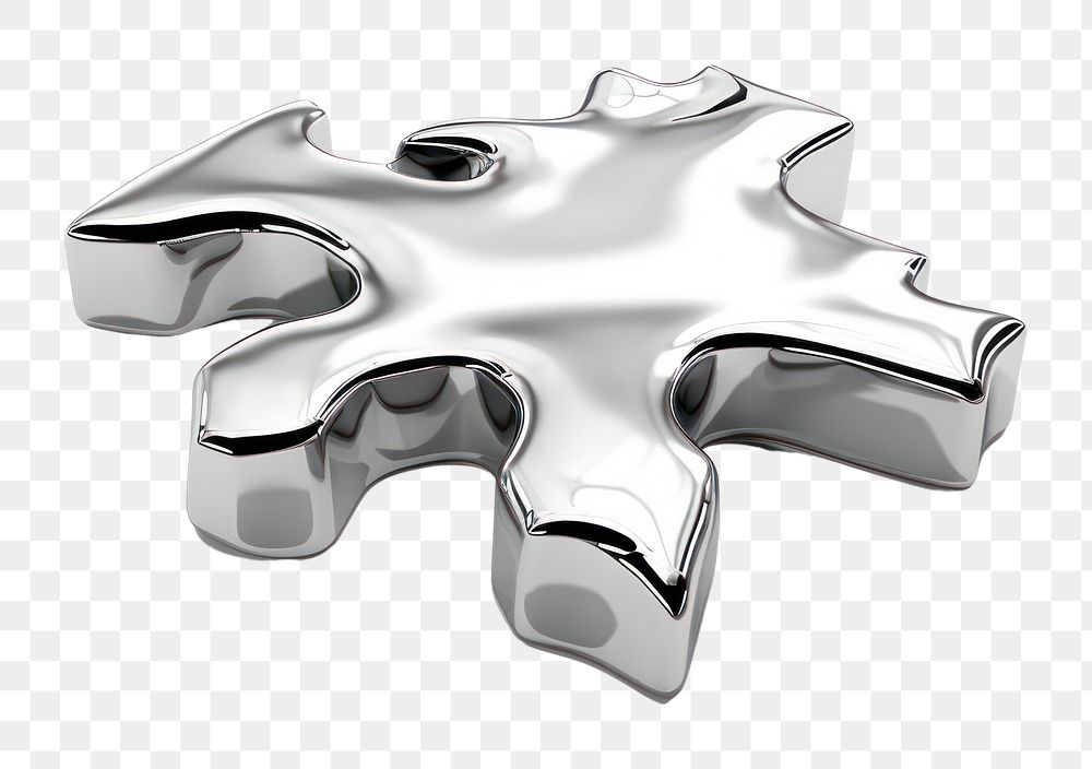 PNG  A piece of jigsaw silver shape metal. AI generated Image by rawpixel.