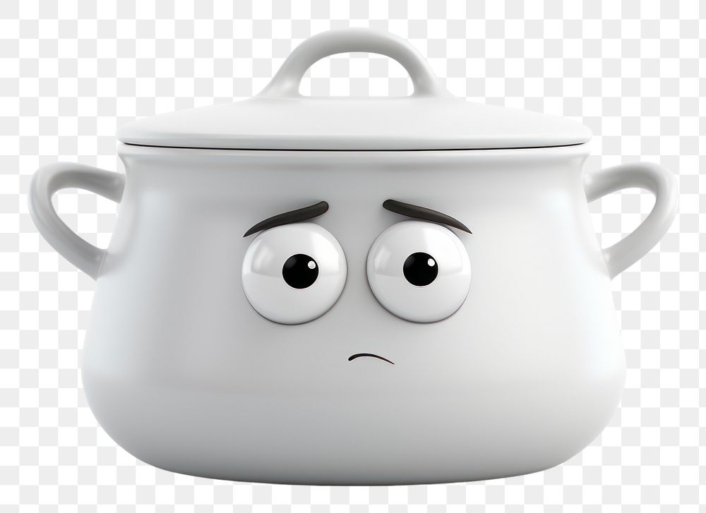PNG  Cooking pot porcelain cartoon white. AI generated Image by rawpixel.
