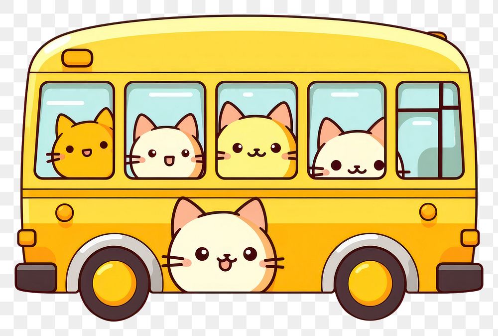 PNG  Cat on a bus vehicle mammal pet. AI generated Image by rawpixel.