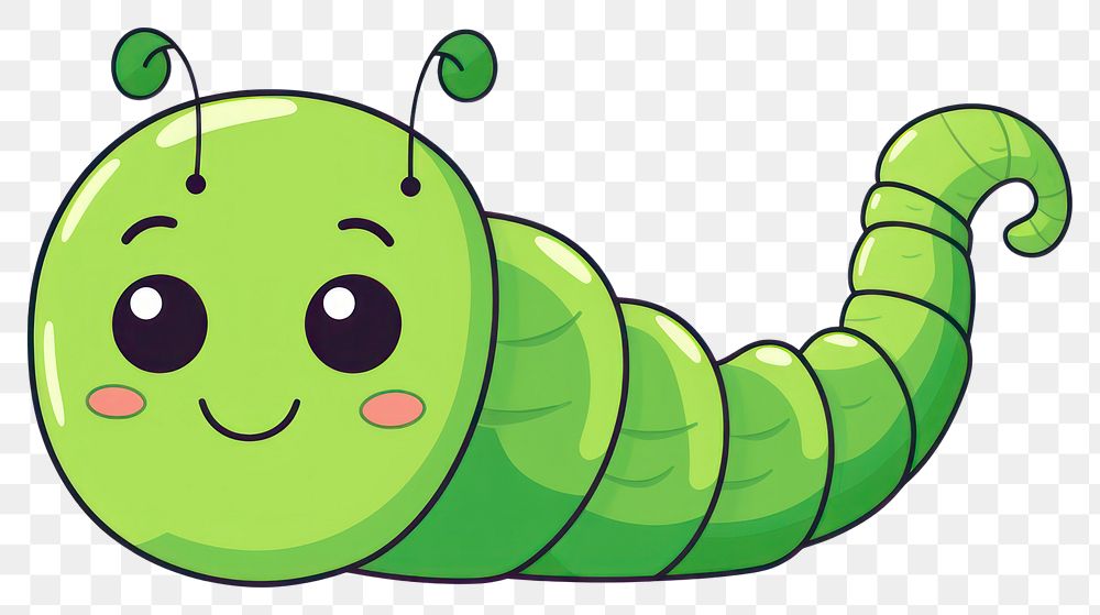 PNG  Caterpillar cartoon animal green. AI generated Image by rawpixel.